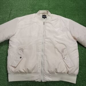 Boo hoo Man Official White Mens Puffer Bomber Jacket Big And Tall Size Small